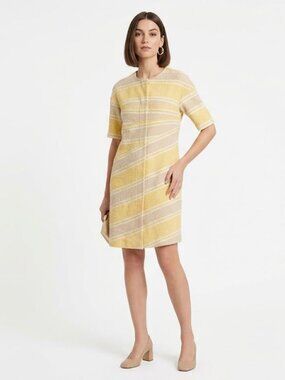 Ports 1961 Cotton Linen Striped Short Sleeve Dress Jacket M